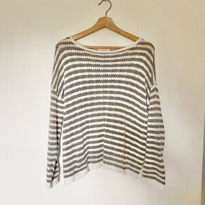 Neuflora Green & White Striped Knit Sweater